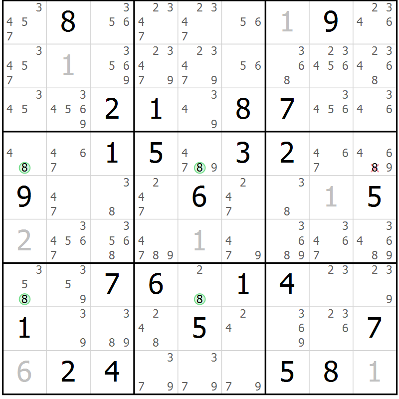 Position des candidats pour la solution de la Gr 50 page 53 du magazine de sudoku Virtuose n° 123