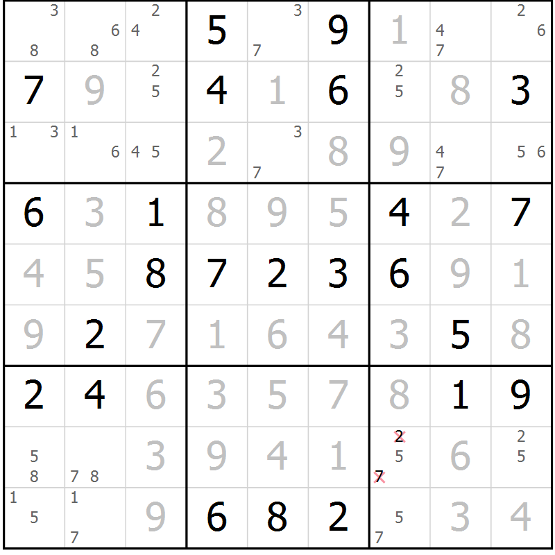 Position des candidats pour la solution de la Gr 51 page 54 du magazine de sudoku Virtuose n° 123