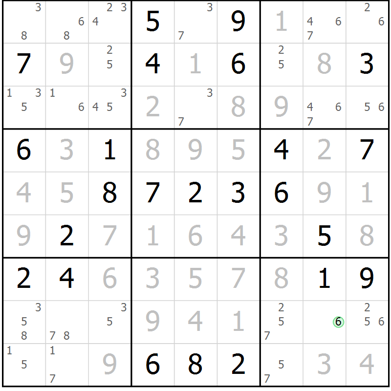 Position des candidats pour la solution de la Gr 51 page 54 du magazine de sudoku Virtuose n° 123