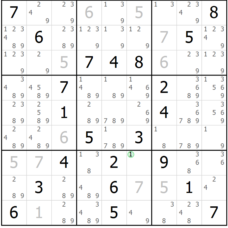 Position des candidats pour la solution de la Gr 53 page 56 du magazine de sudoku Virtuose n° 123