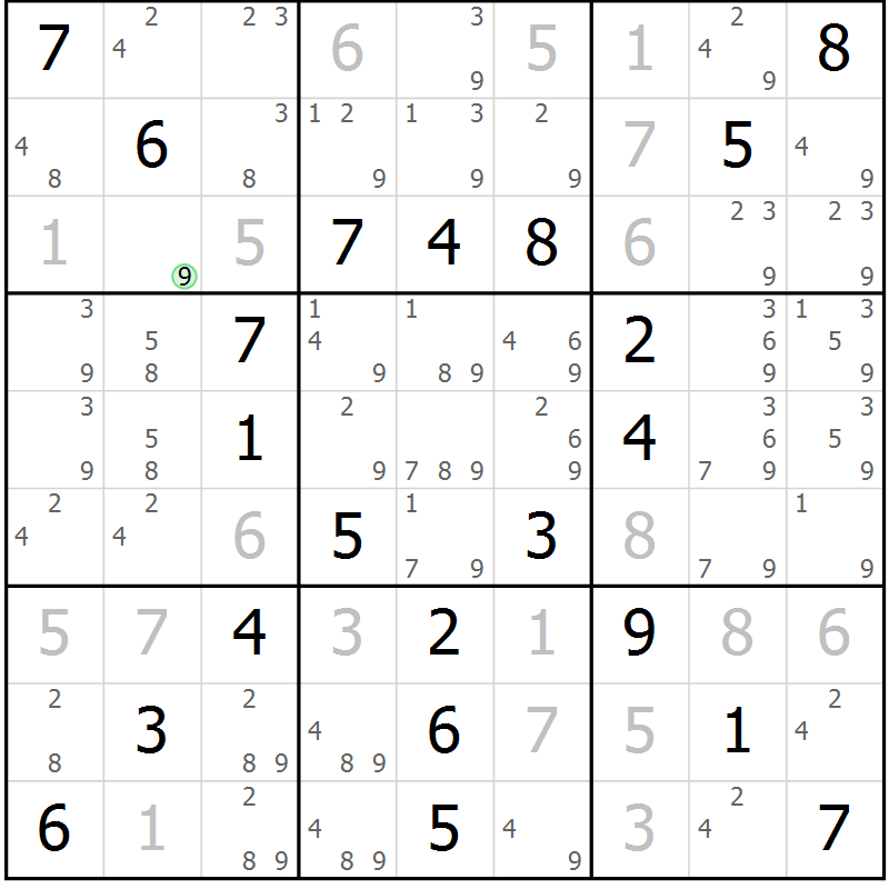 Position des candidats pour la solution de la Gr 53 page 56 du magazine de sudoku Virtuose n° 123