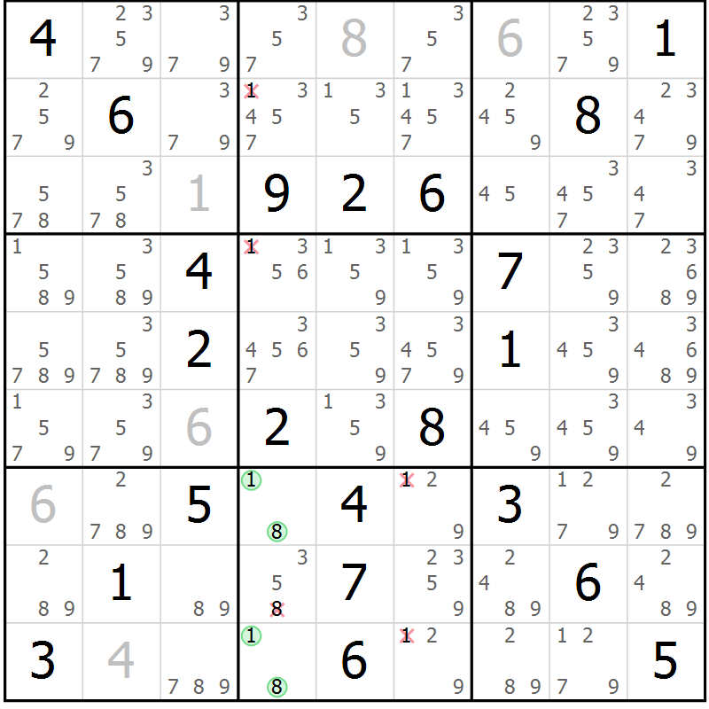 Position des candidats pour la solution de la Gr 59 page 62 du magazine de sudoku Virtuose n° 123