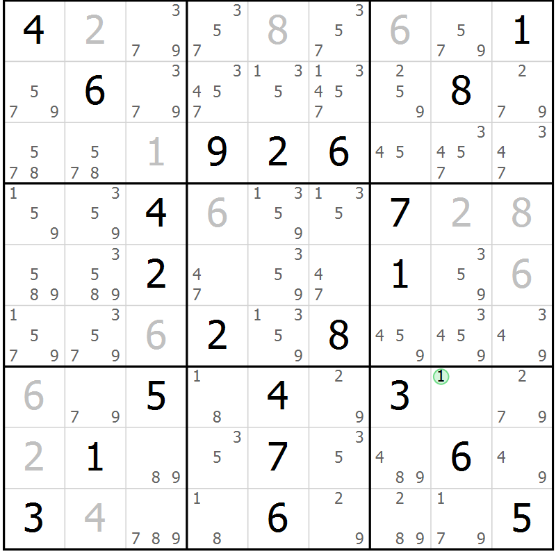 Position des candidats pour la solution de la Gr 59 page 62 du magazine de sudoku Virtuose n° 123