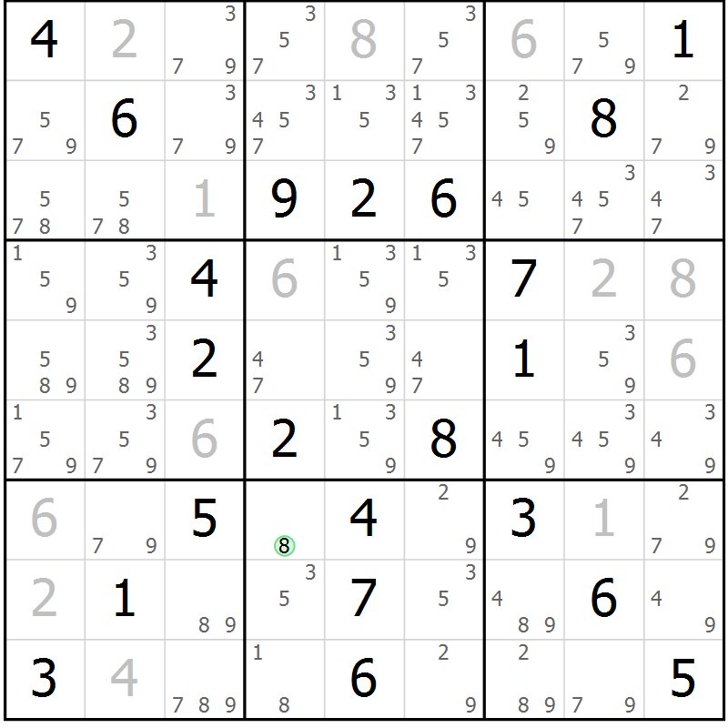 Position des candidats pour la solution de la Gr 59 page 62 du magazine de sudoku Virtuose n° 123