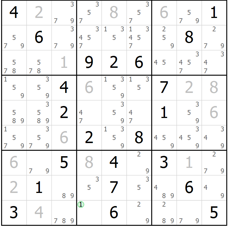 Position des candidats pour la solution de la Gr 59 page 62 du magazine de sudoku Virtuose n° 123