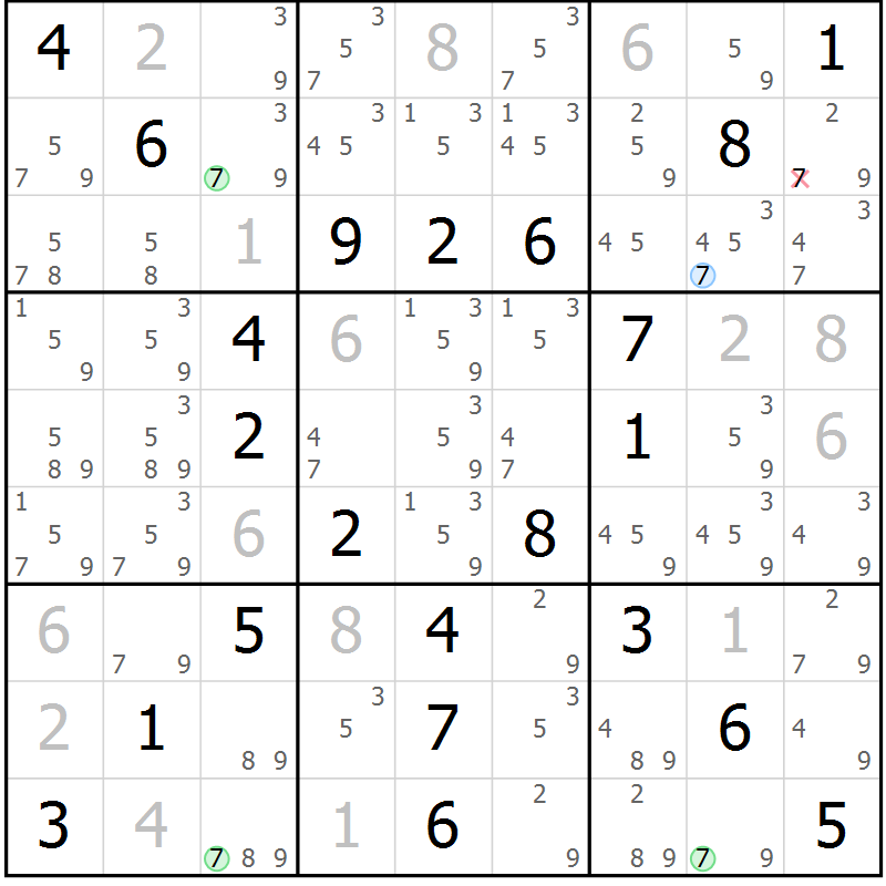 Position des candidats pour la solution de la Gr 59 page 62 du magazine de sudoku Virtuose n° 123