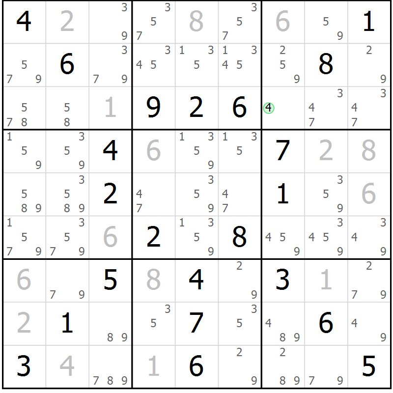 Position des candidats pour la solution de la Gr 59 page 62 du magazine de sudoku Virtuose n° 123