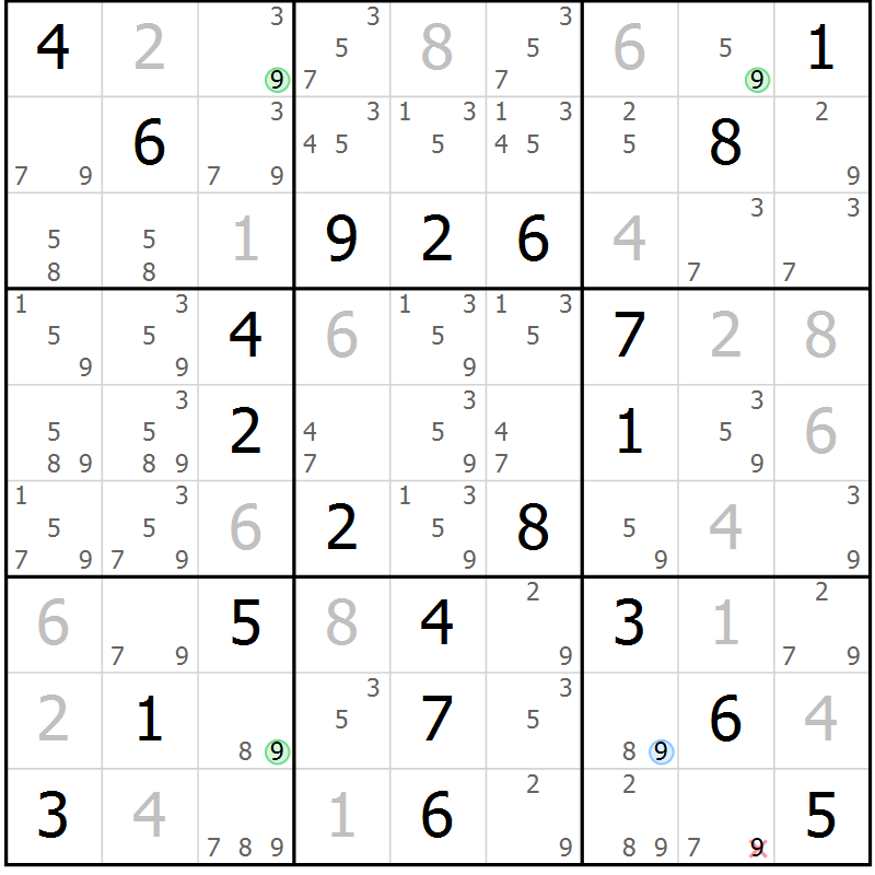 Position des candidats pour la solution de la Gr 59 page 62 du magazine de sudoku Virtuose n° 123