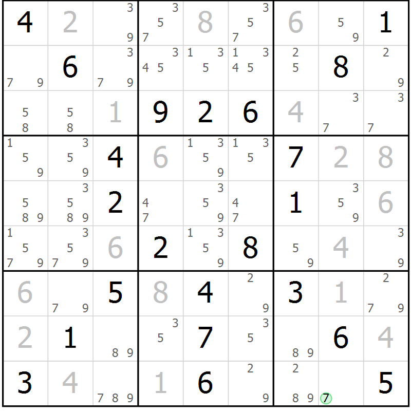 Position des candidats pour la solution de la Gr 59 page 62 du magazine de sudoku Virtuose n° 123