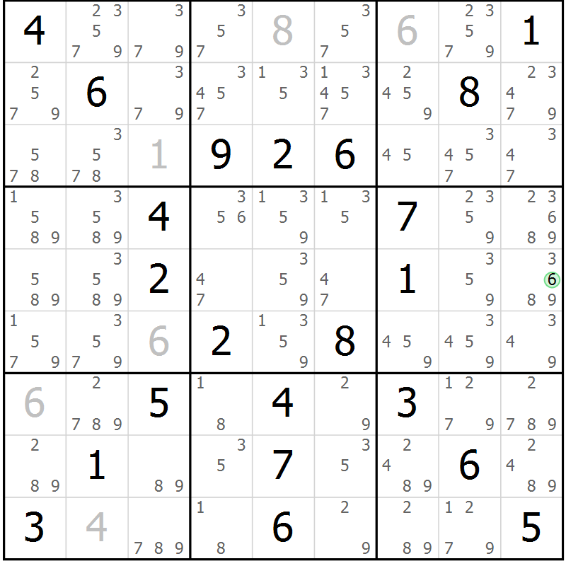 Position des candidats pour la solution de la Gr 59 page 62 du magazine de sudoku Virtuose n° 123