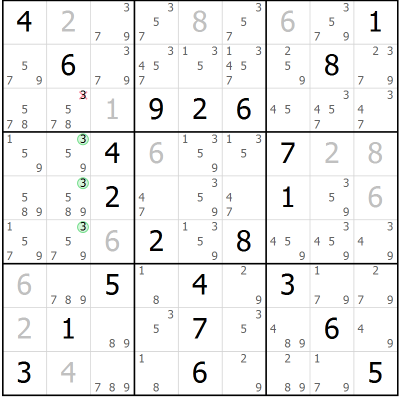 Position des candidats pour la solution de la Gr 59 page 62 du magazine de sudoku Virtuose n° 123