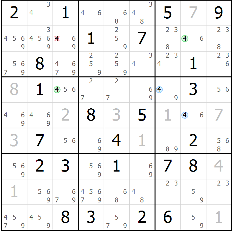 Position des candidats pour la solution de la Gr 60 page 63 du magazine de sudoku Virtuose n° 123
