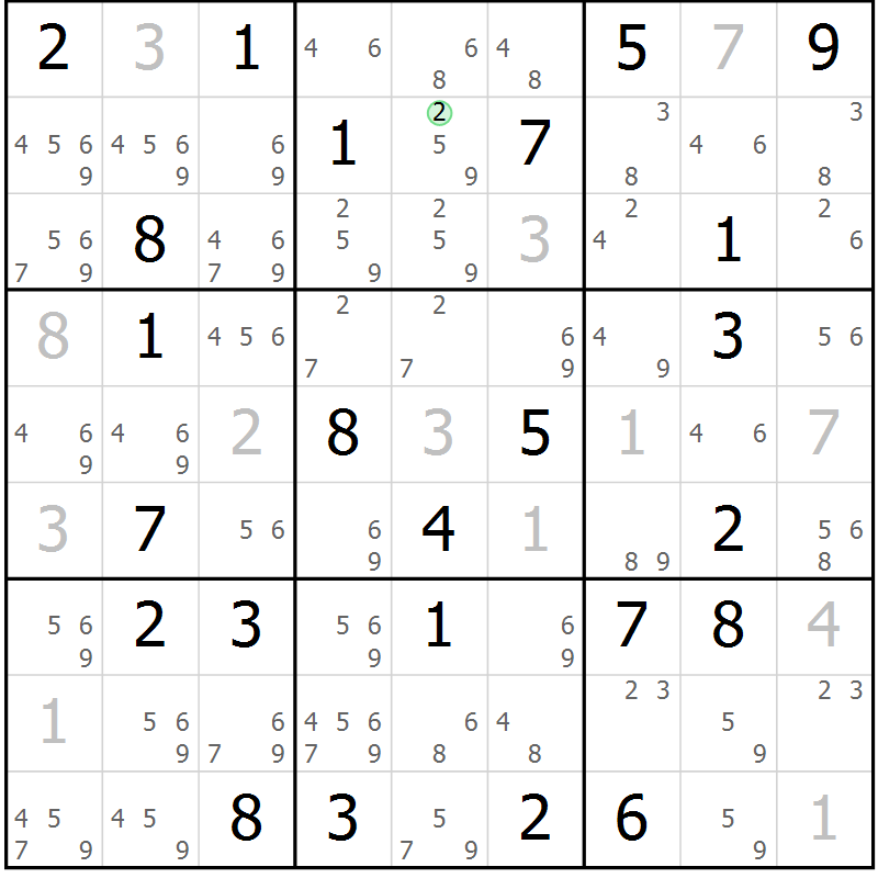 Position des candidats pour la solution de la Gr 60 page 63 du magazine de sudoku Virtuose n° 123