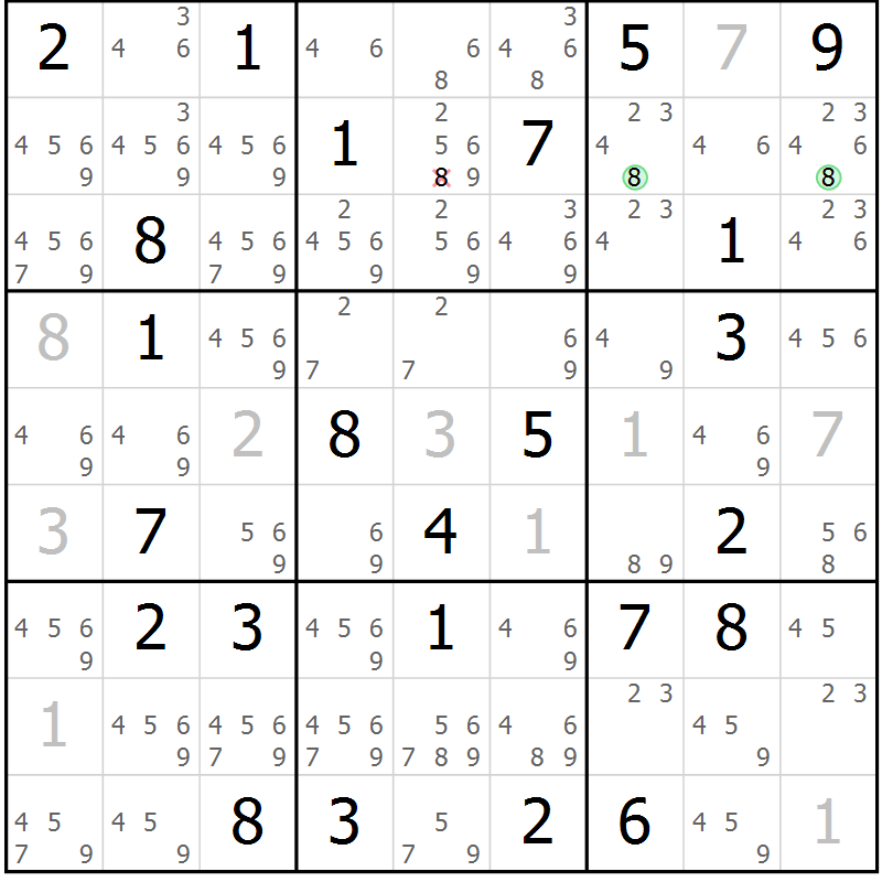 Position des candidats pour la solution de la Gr 60 page 63 du magazine de sudoku Virtuose n° 123