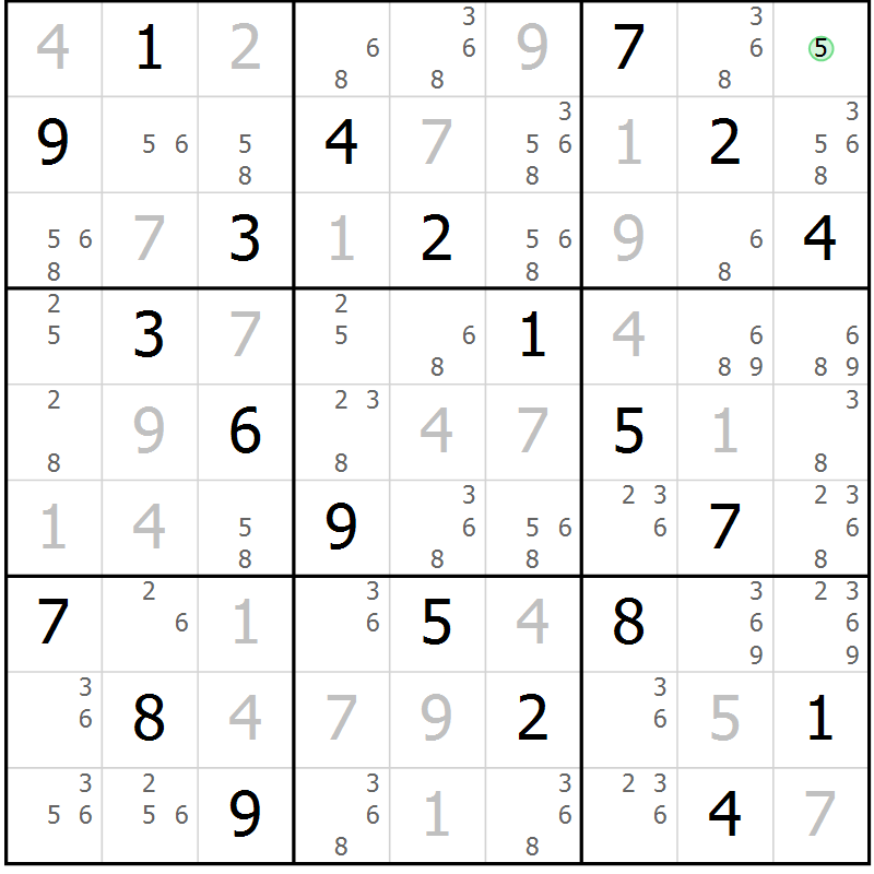 Position des candidats pour la solution de la Gr 62 page 65 du magazine de sudoku Virtuose n° 123