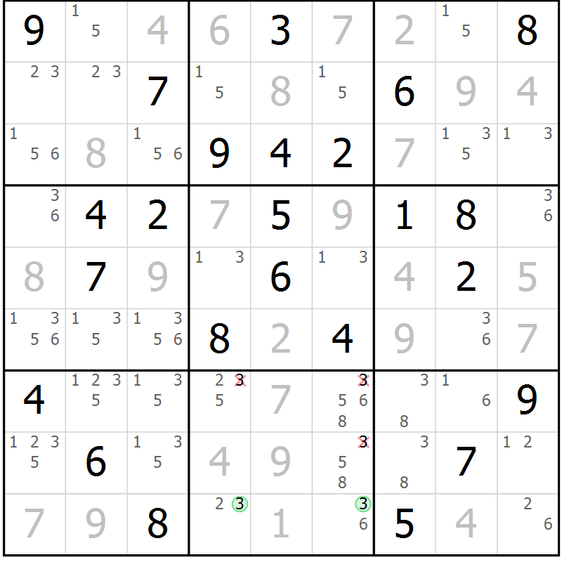 Position des candidats pour la solution de la Gr 63 page 66 du magazine de sudoku Virtuose n° 123