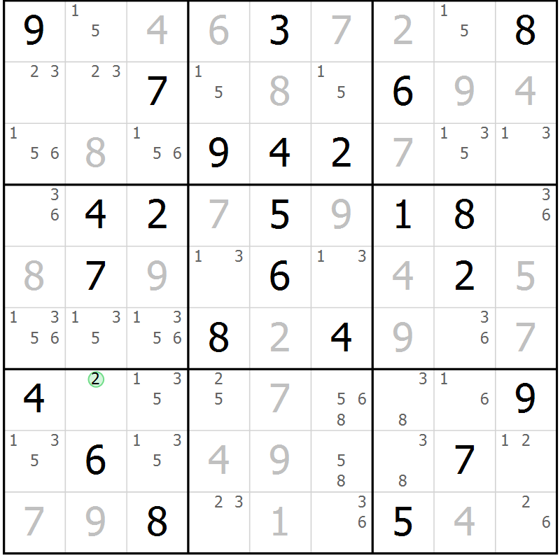 Position des candidats pour la solution de la Gr 63 page 66 du magazine de sudoku Virtuose n° 123