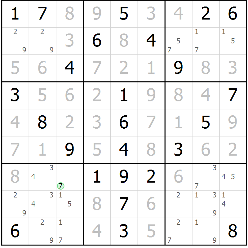 Position des candidats pour la solution de la Gr 64 page 67 du magazine de sudoku Virtuose n° 123