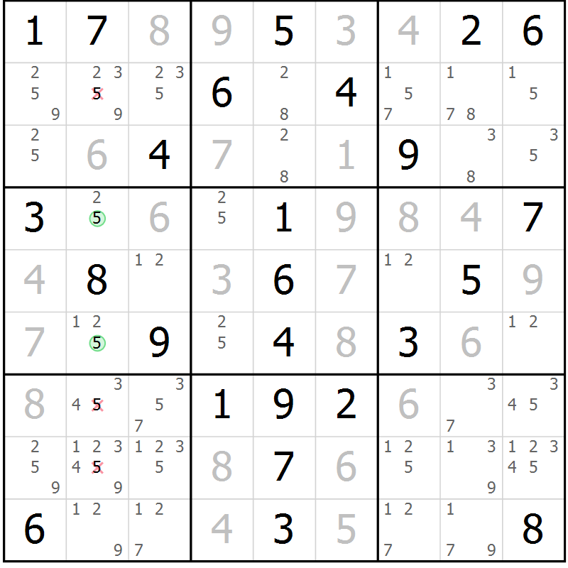 Position des candidats pour la solution de la Gr 64 page 67 du magazine de sudoku Virtuose n° 123