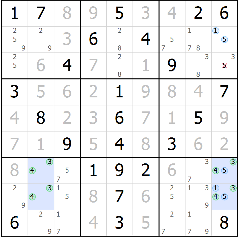 Position des candidats pour la solution de la Gr 64 page 67 du magazine de sudoku Virtuose n° 123