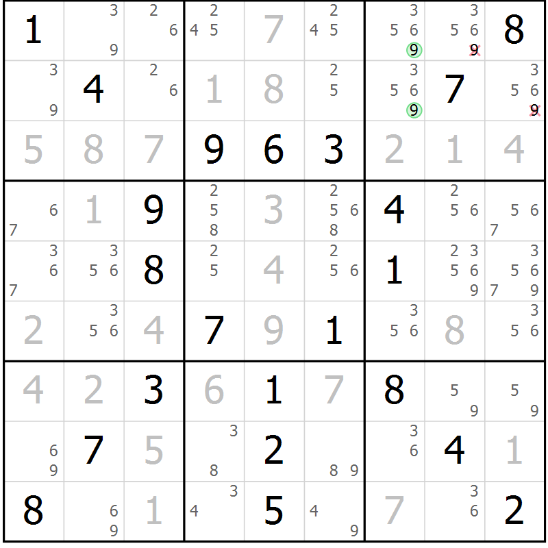 Position des candidats pour la solution de la Gr 66 page 69 du magazine de sudoku Virtuose n° 123