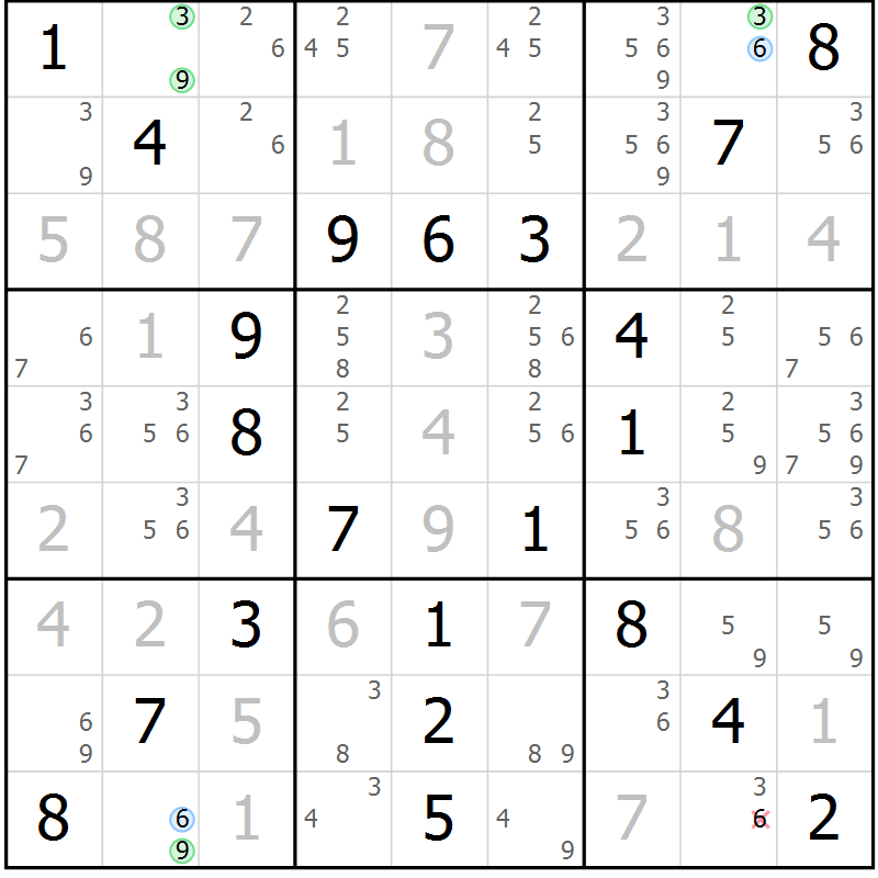 Position des candidats pour la solution de la Gr 66 page 69 du magazine de sudoku Virtuose n° 123