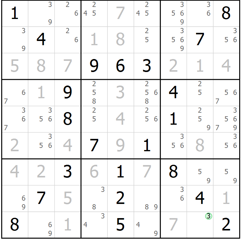 Position des candidats pour la solution de la Gr 66 page 69 du magazine de sudoku Virtuose n° 123