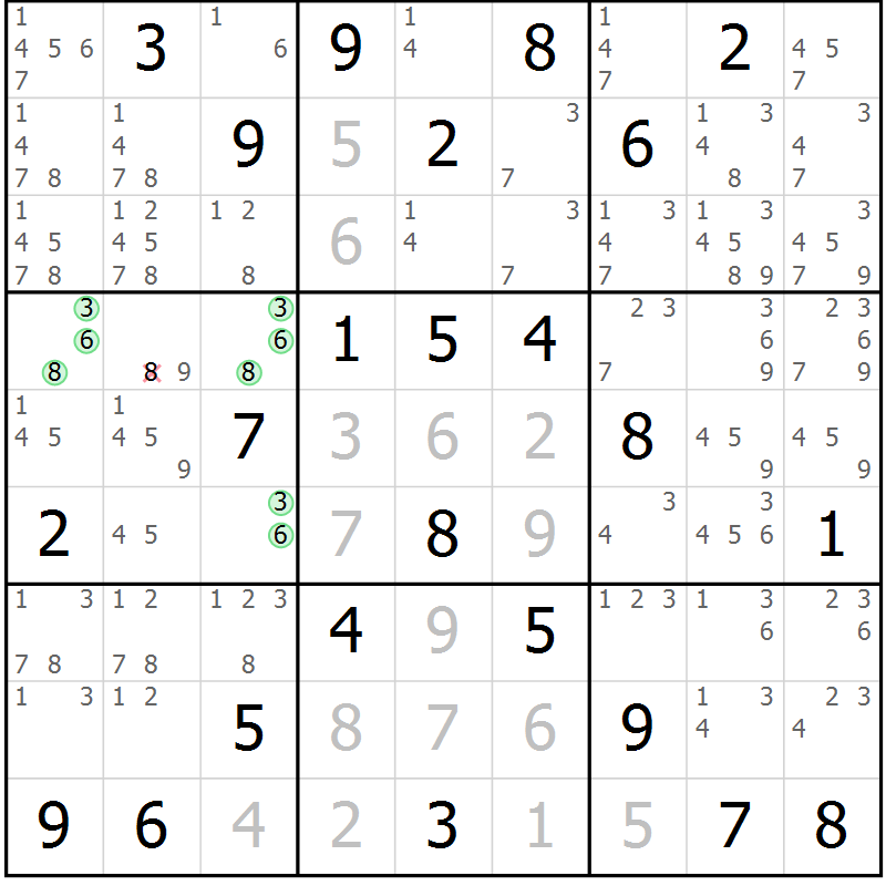 Position des candidats pour la solution de la Gr 67 page 70 du magazine de sudoku Virtuose n° 123