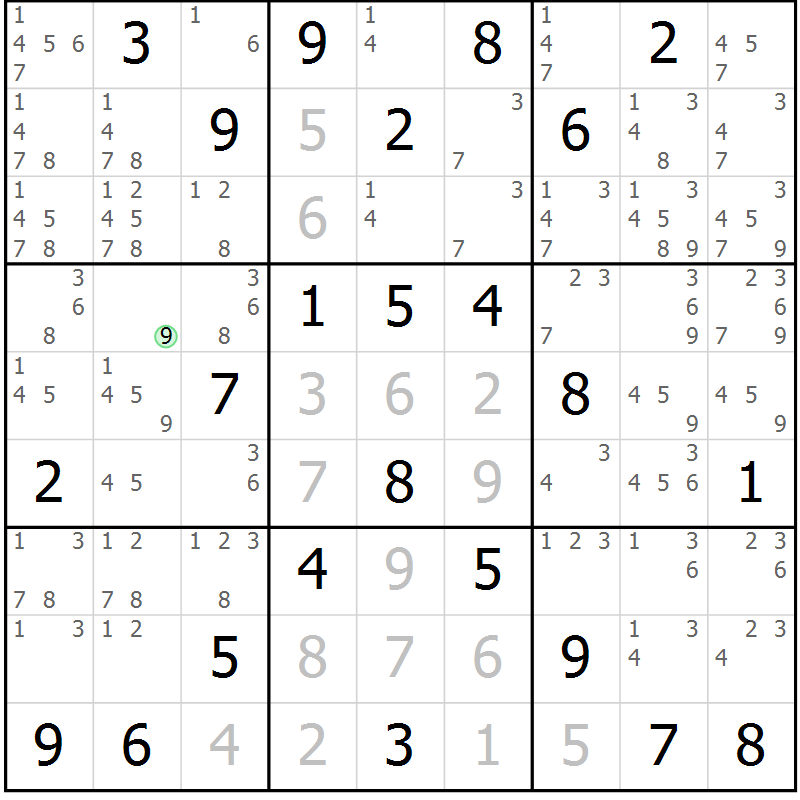 Position des candidats pour la solution de la Gr 67 page 70 du magazine de sudoku Virtuose n° 123