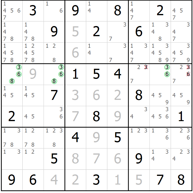 Position des candidats pour la solution de la Gr 67 page 70 du magazine de sudoku Virtuose n° 123