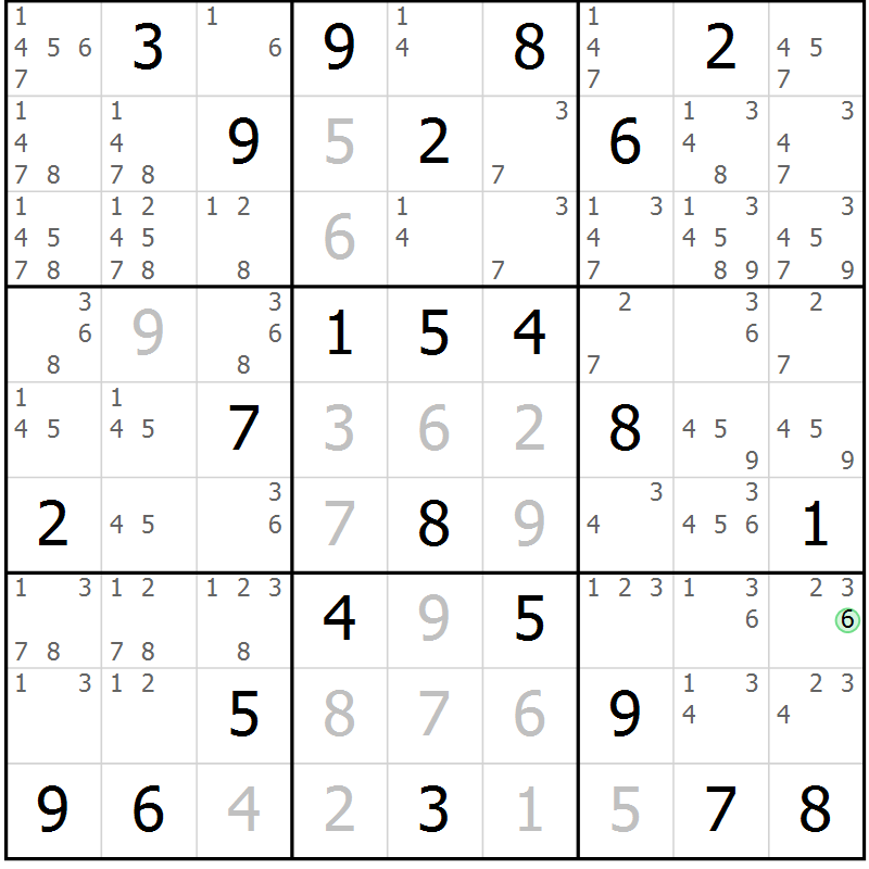 Position des candidats pour la solution de la Gr 67 page 70 du magazine de sudoku Virtuose n° 123