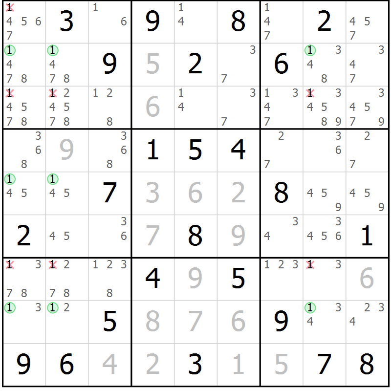 Position des candidats pour la solution de la Gr 67 page 70 du magazine de sudoku Virtuose n° 123