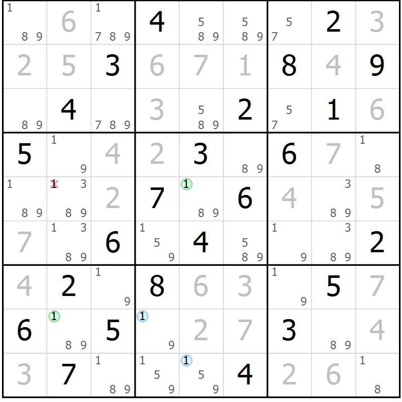Position des candidats pour la solution de la Gr 68 page 71 du magazine de sudoku Virtuose n° 123