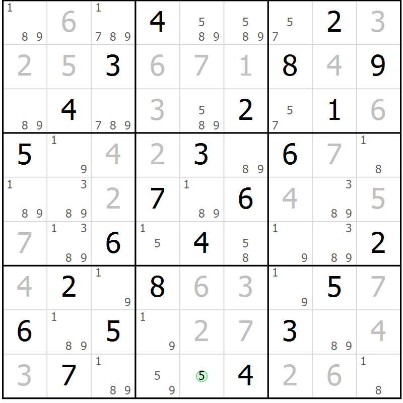Position des candidats pour la solution de la Gr 68 page 71 du magazine de sudoku Virtuose n° 123