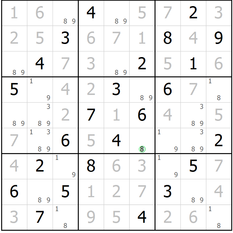 Position des candidats pour la solution de la Gr 68 page 71 du magazine de sudoku Virtuose n° 123