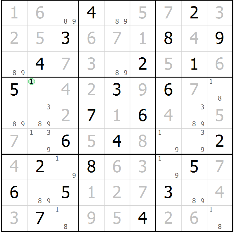 Position des candidats pour la solution de la Gr 68 page 71 du magazine de sudoku Virtuose n° 123