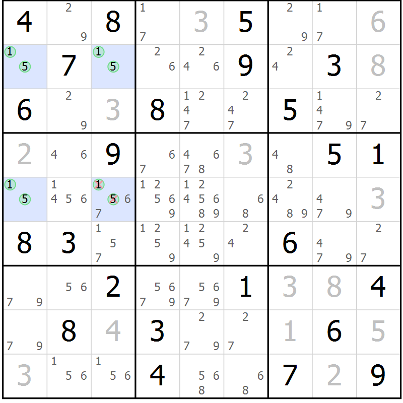 Position des candidats pour la solution de la Gr 70 page 73 du magazine de sudoku Virtuose n° 123