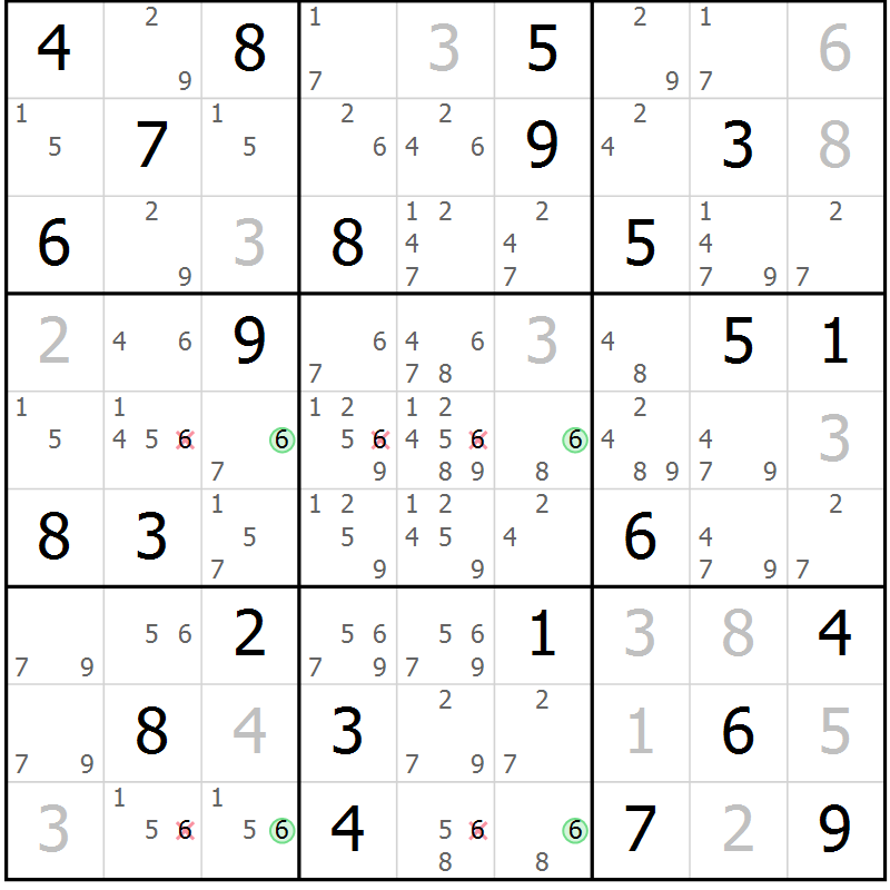 Position des candidats pour la solution de la Gr 70 page 73 du magazine de sudoku Virtuose n° 123