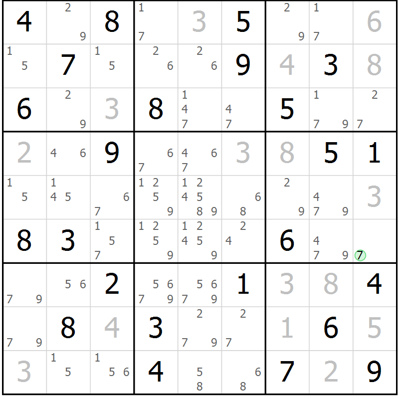 Position des candidats pour la solution de la Gr 70 page 73 du magazine de sudoku Virtuose n° 123