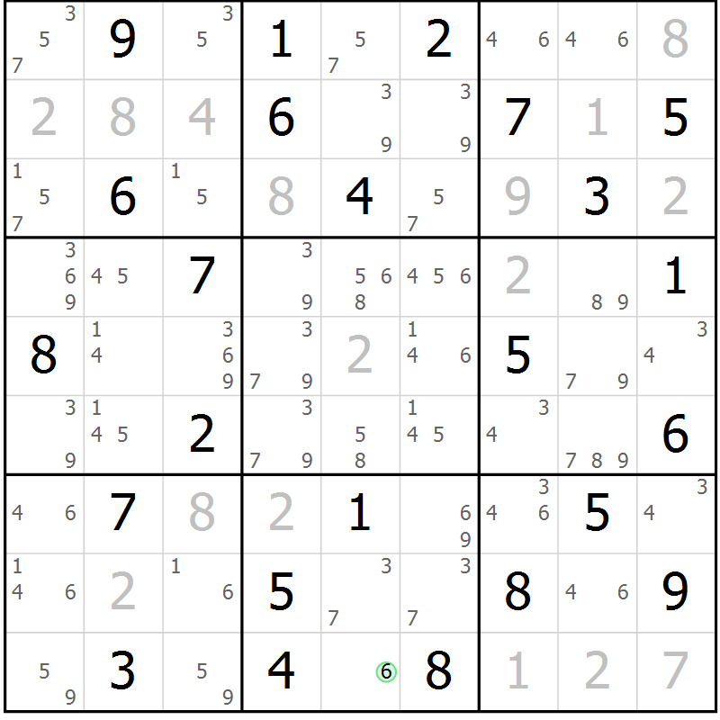 Position des candidats pour la solution de la Gr 79 page 82 du magazine de sudoku Virtuose n° 123