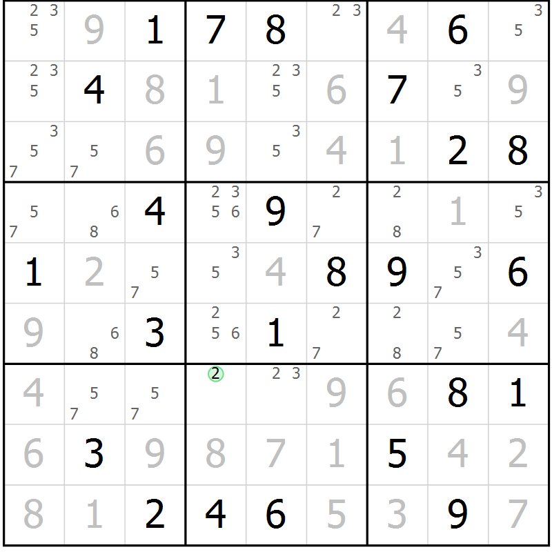 Position des candidats pour la solution de la Gr 84 page 87 du magazine de sudoku Virtuose n° 123