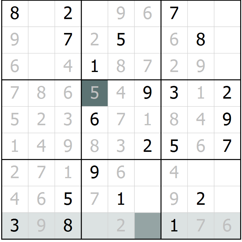Position des candidats pour la solution de la Gr 1 page 4 du magazine de sudoku Virtuose n° 124