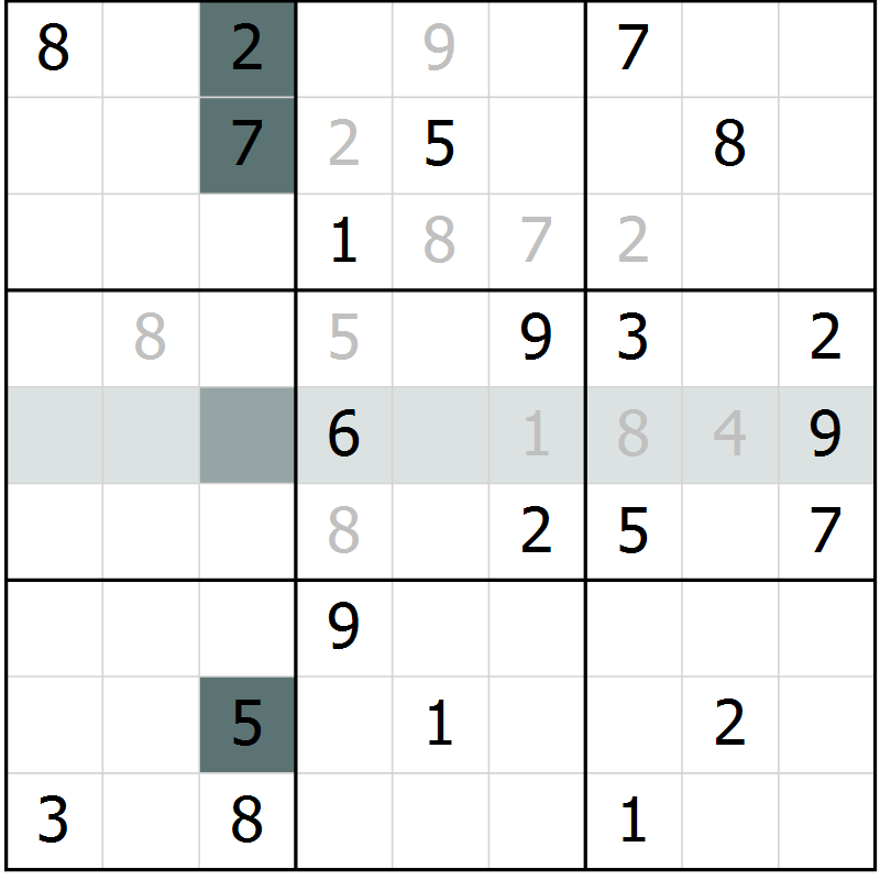 Position des candidats pour la solution de la Gr 1 page 4 du magazine de sudoku Virtuose n° 124