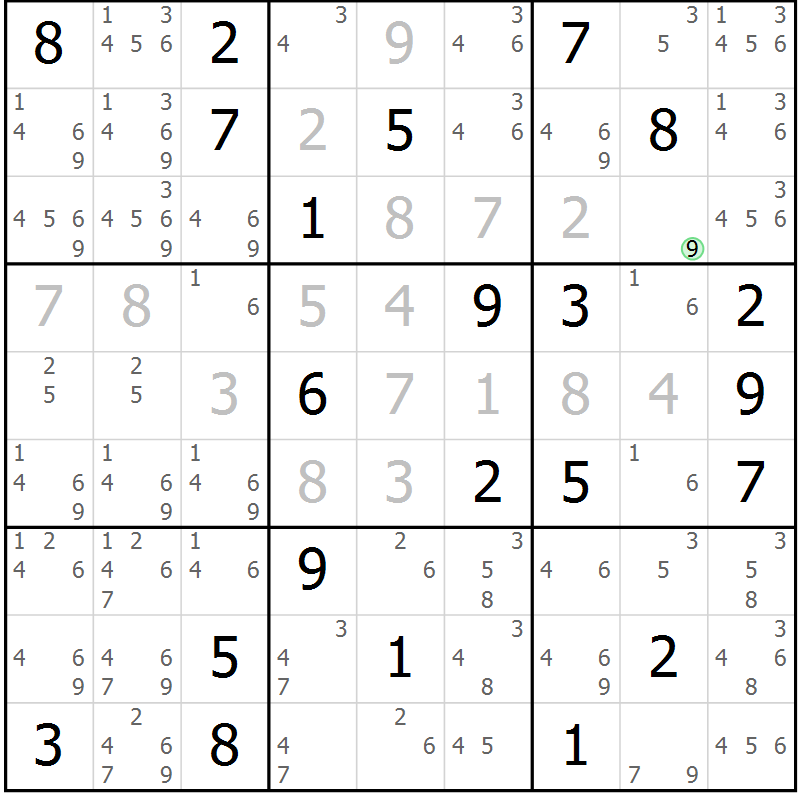 Position des candidats pour la solution de la Gr 1 page 4 du magazine de sudoku Virtuose n° 124