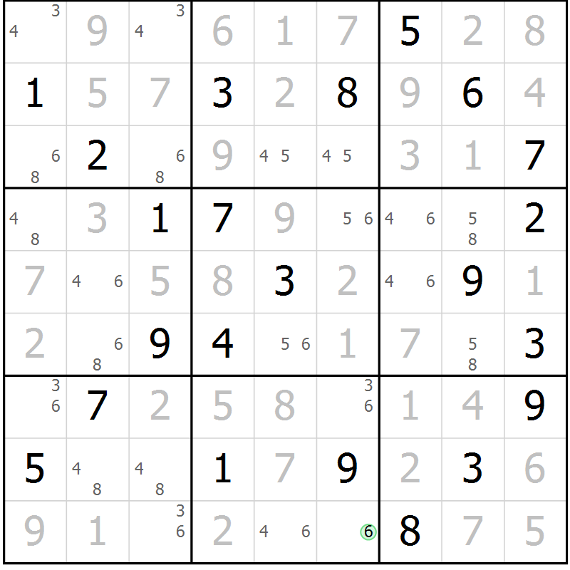 Position des candidats pour la solution de la Gr 12 page 15 du magazine de sudoku Virtuose n° 124