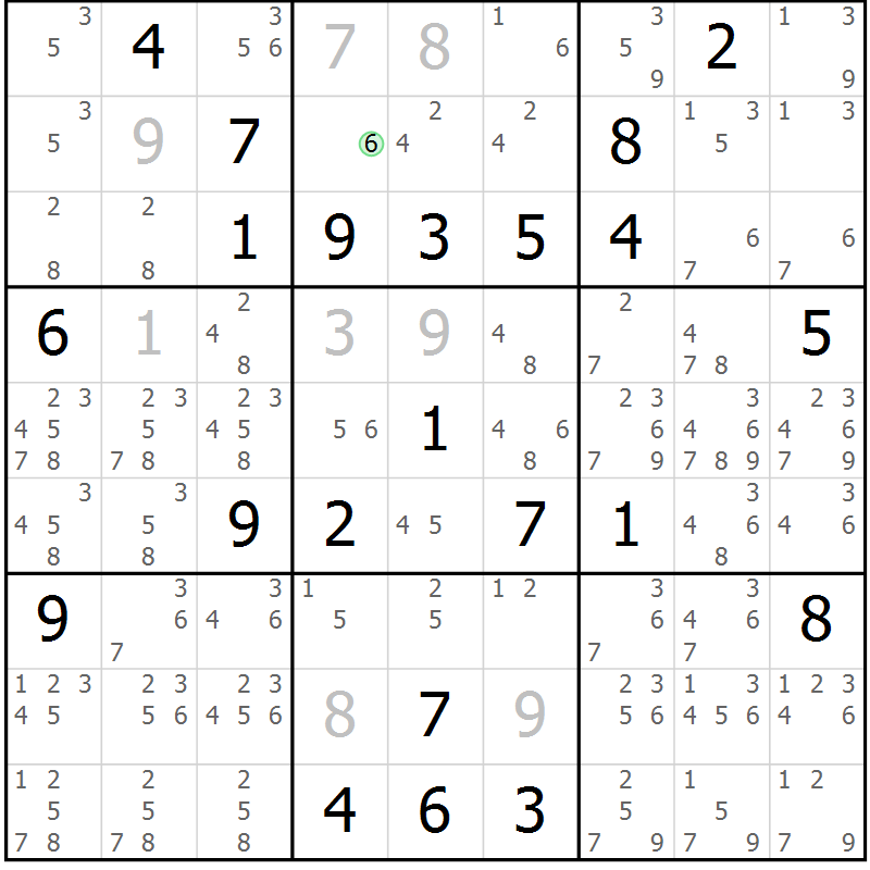 Position des candidats pour la solution de la Gr 15 page 18 du magazine de sudoku Virtuose n° 124