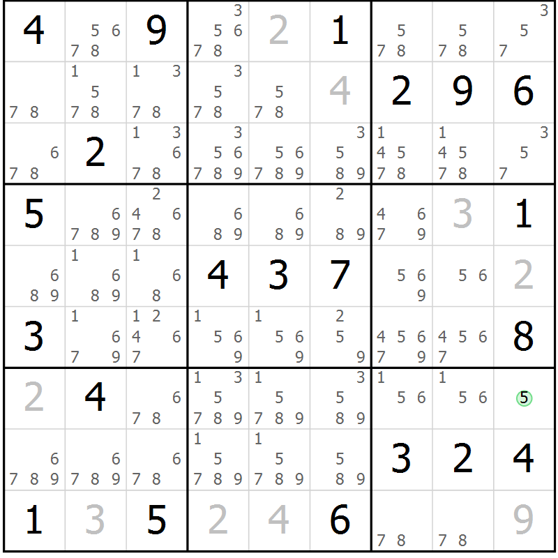Position des candidats pour la solution de la Gr 22 page 25 du magazine de sudoku Virtuose n° 124