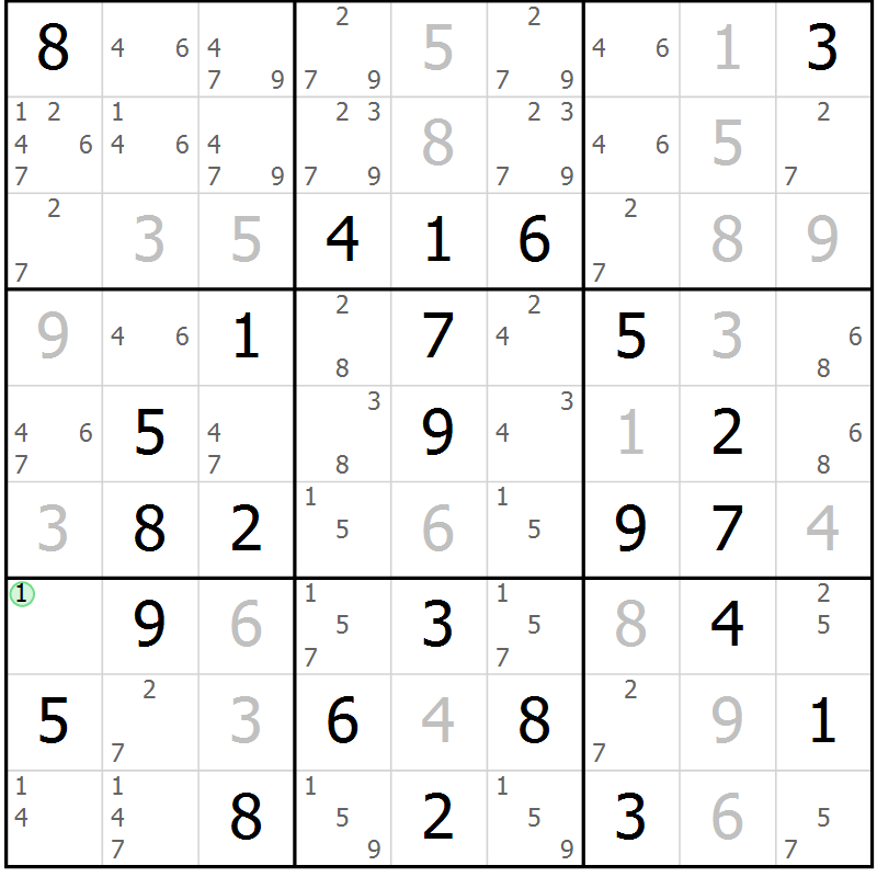 Position des candidats pour la solution de la Gr 23 page 26 du magazine de sudoku Virtuose n° 124