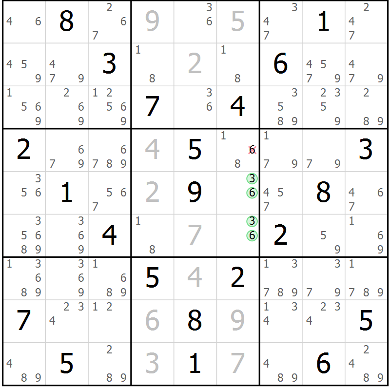 Position des candidats pour la solution de la Gr 24 page 27 du magazine de sudoku Virtuose n° 124