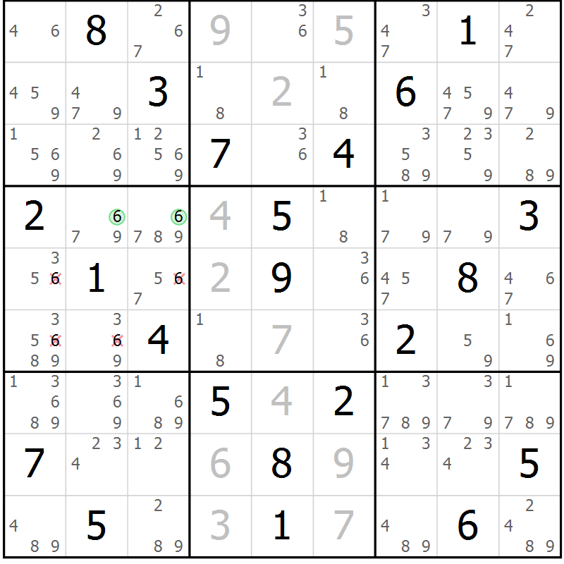 Position des candidats pour la solution de la Gr 24 page 27 du magazine de sudoku Virtuose n° 124